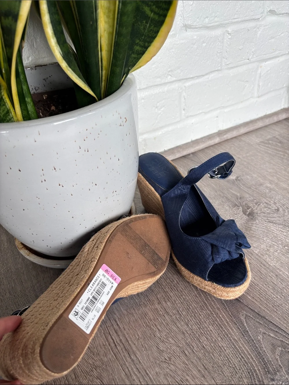 Naturalizer Navy Knot Front Espadrille Wedge Slingback